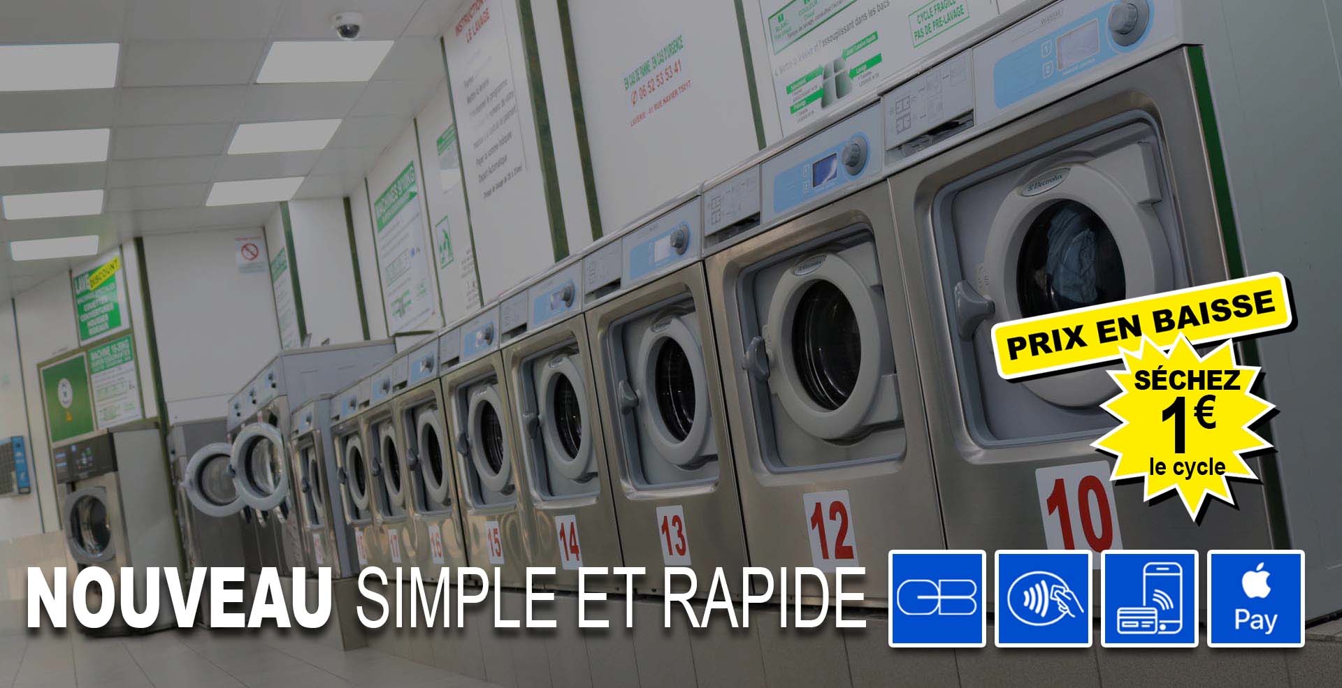 Laverie automatique MG rue Lantiez 75017 Paris, machine 7 à 18kg et séchage 12kg